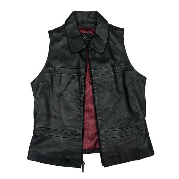 Vintage Collared Biker Leather Vest by Venus Williams - Picture 1 of 5